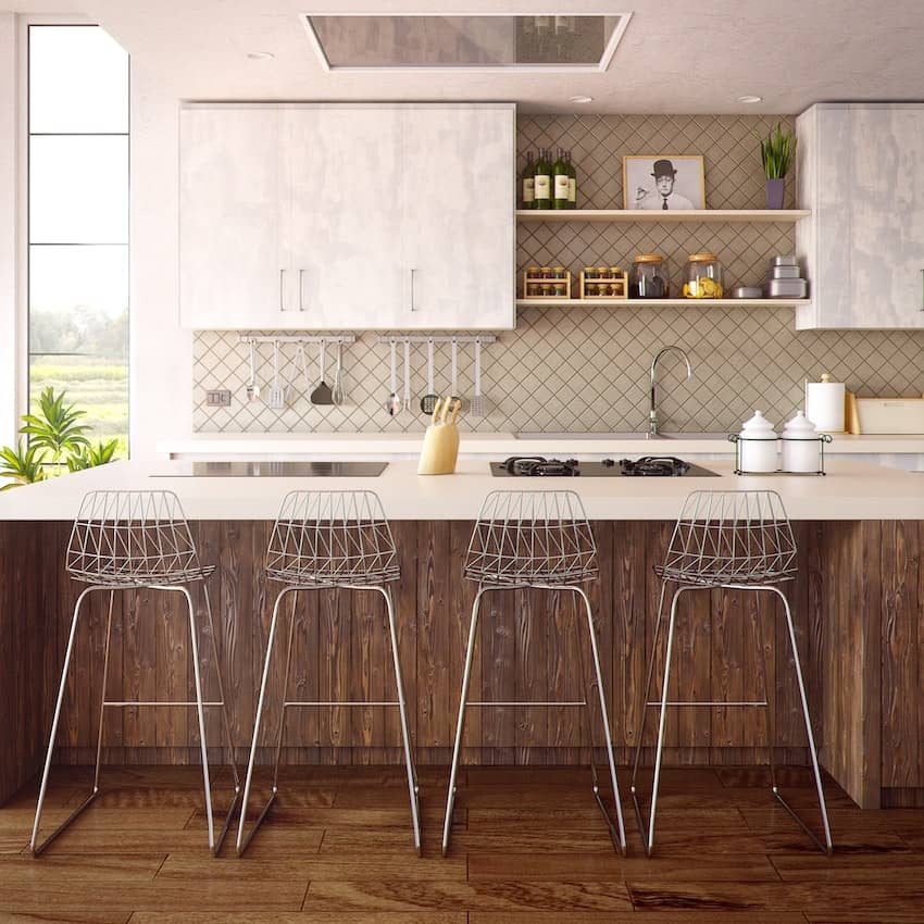 photo of a kitchen with a island table. Wedding registry for couples already living together