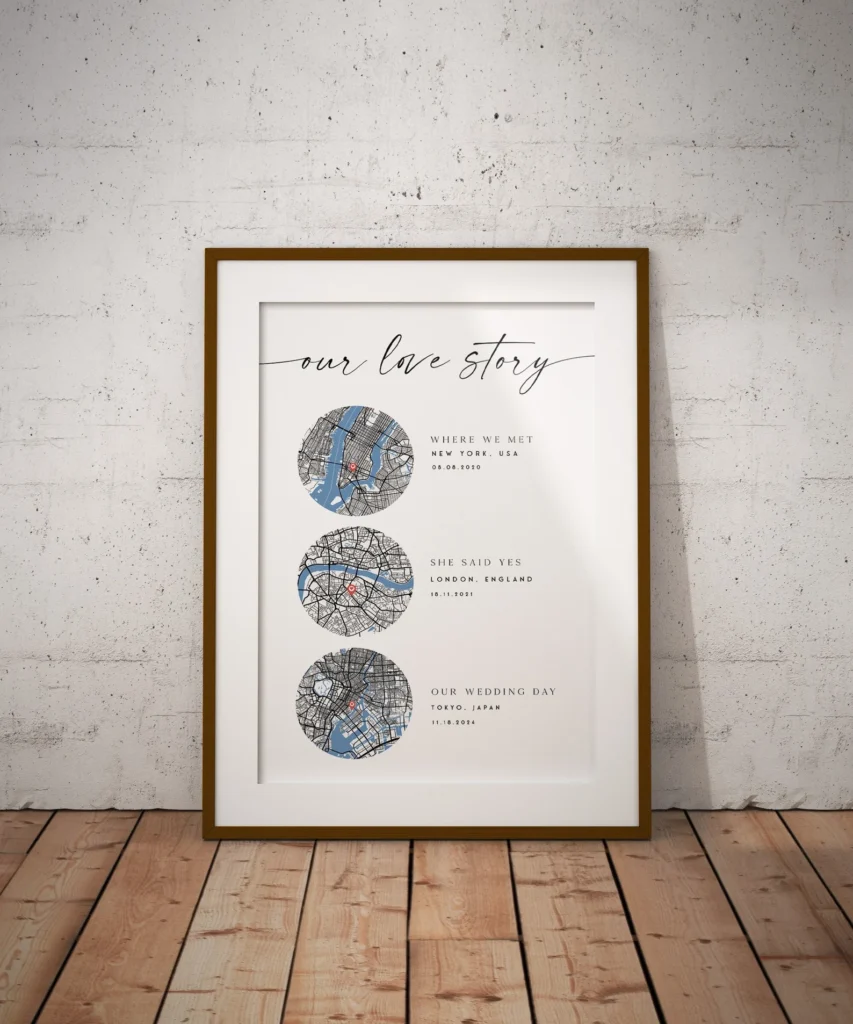 love story custom map printable - 1 year anniversary gift ideas