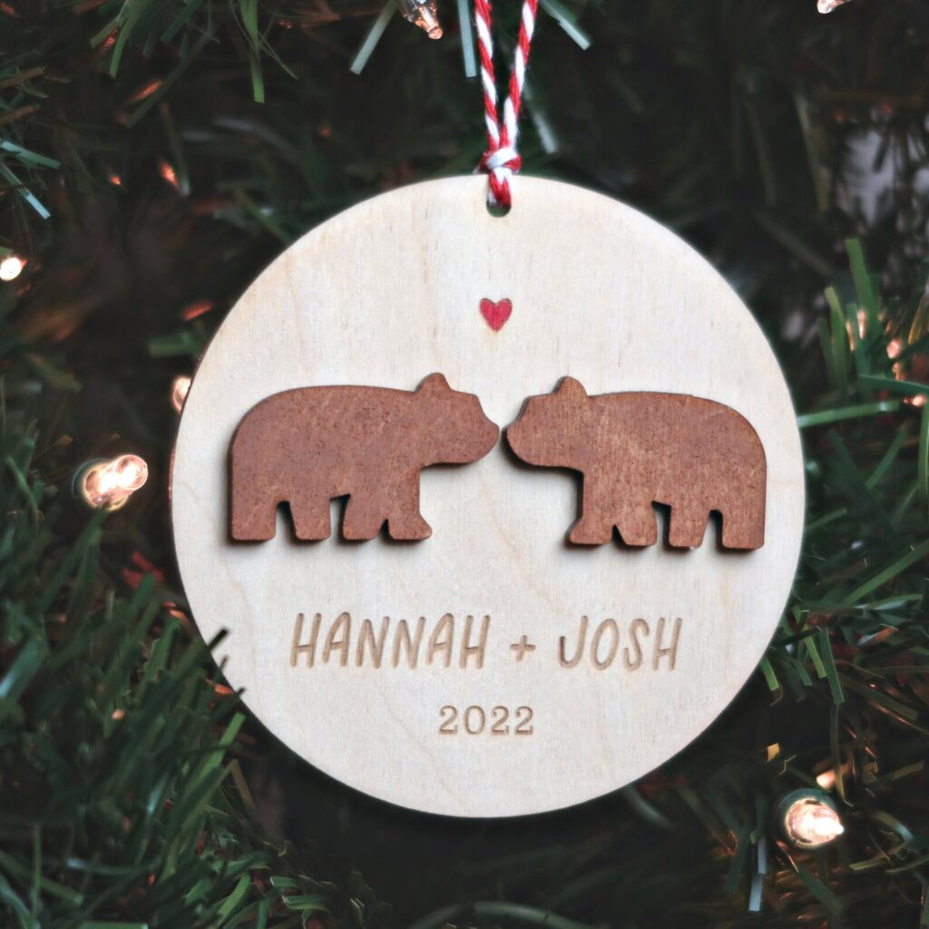 personalized couple ornament. 1 year wedding anniversary gifts