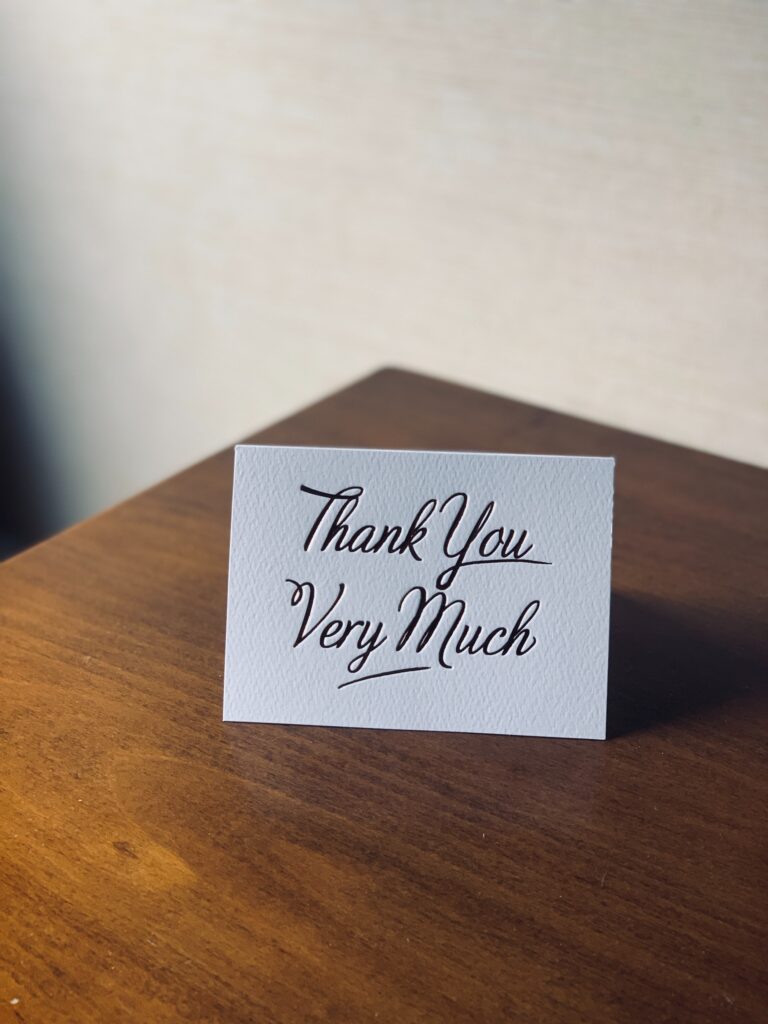 photo of a card that days "Thank you very much". christmas stocking stuffers for men