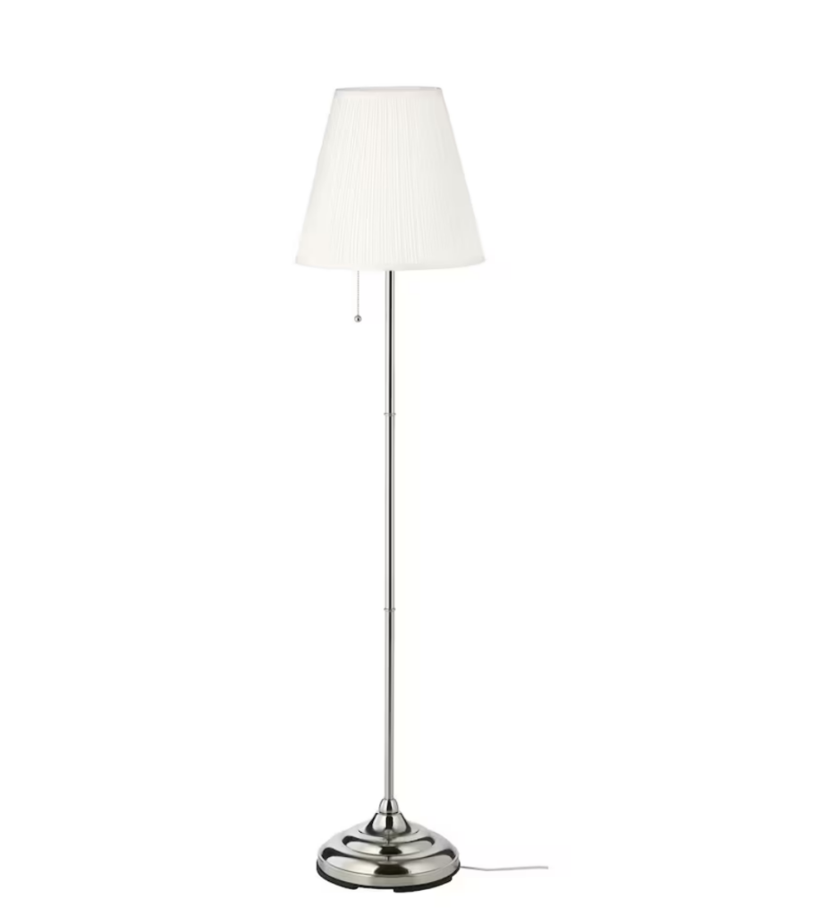 tall silver and white lamp. Apartment must haves