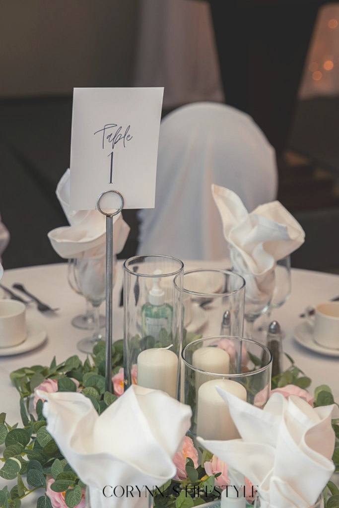 photo of a table 1 centerpiece at a wedding. Items to cut out of wedding budget